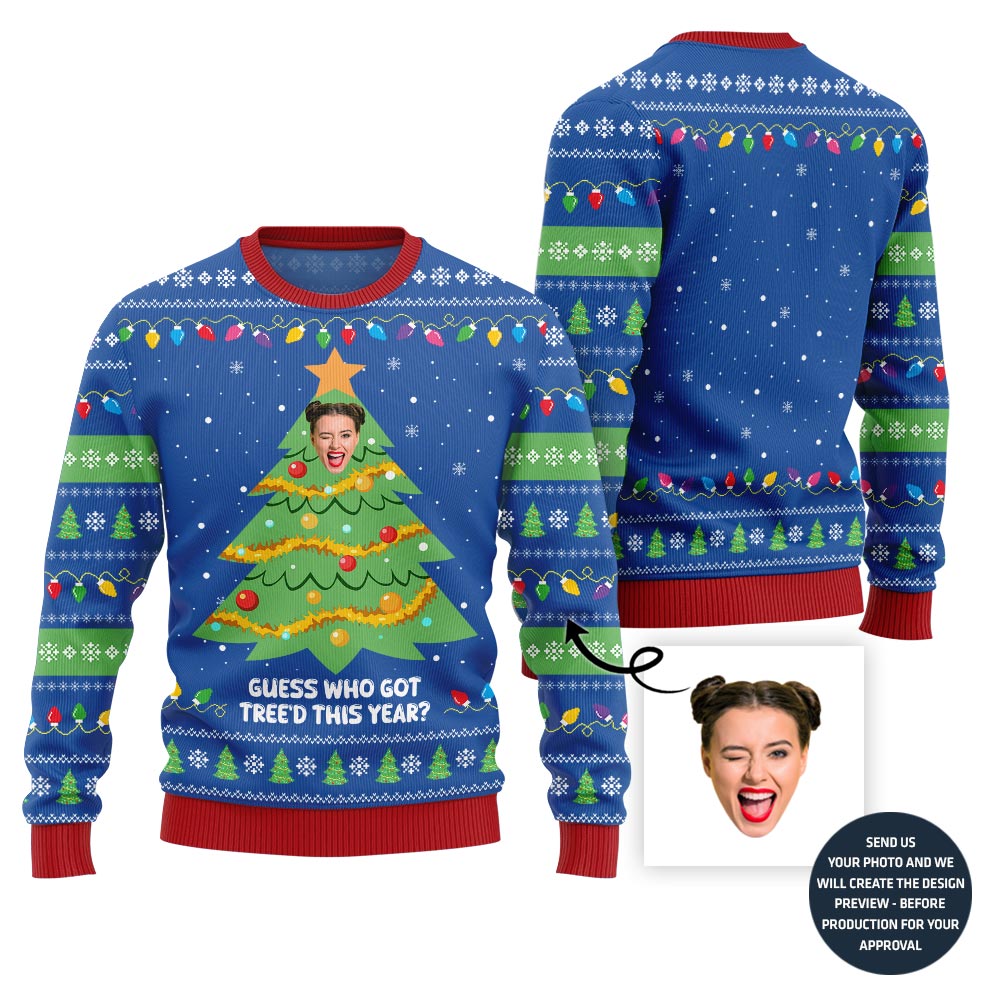 Hilarious Custom Face Christmas Tree Sweater