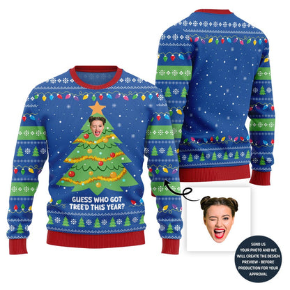 Hilarious Custom Face Christmas Tree Sweater
