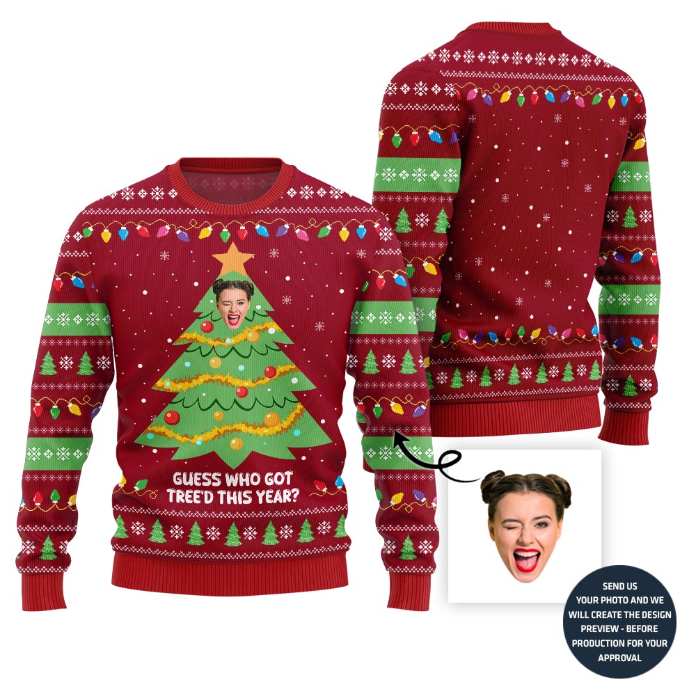 Hilarious Custom Face Christmas Tree Sweater