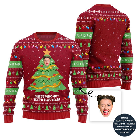Hilarious Custom Face Christmas Tree Sweater