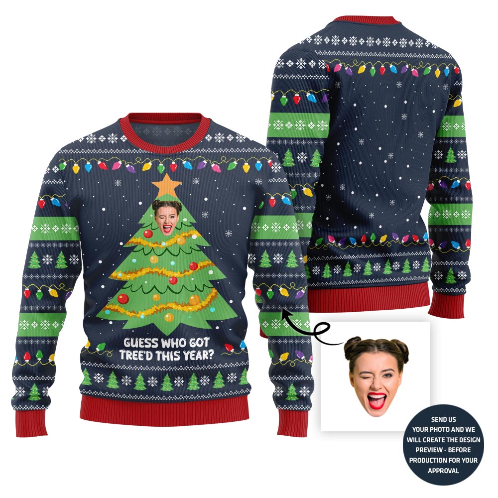 Hilarious Custom Face Christmas Tree Sweater