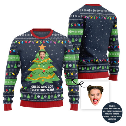 Hilarious Custom Face Christmas Tree Sweater