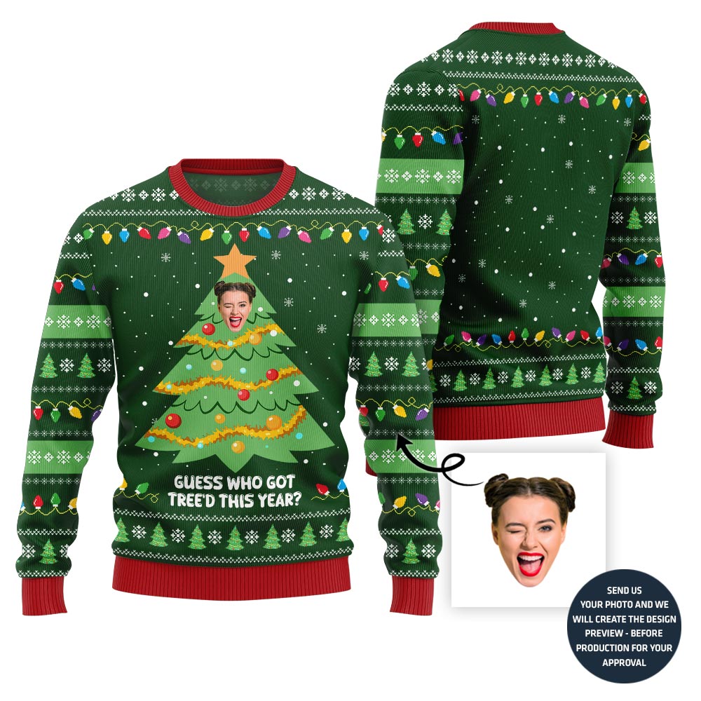 Hilarious Custom Face Christmas Tree Sweater