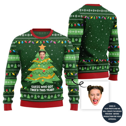 Hilarious Custom Face Christmas Tree Sweater