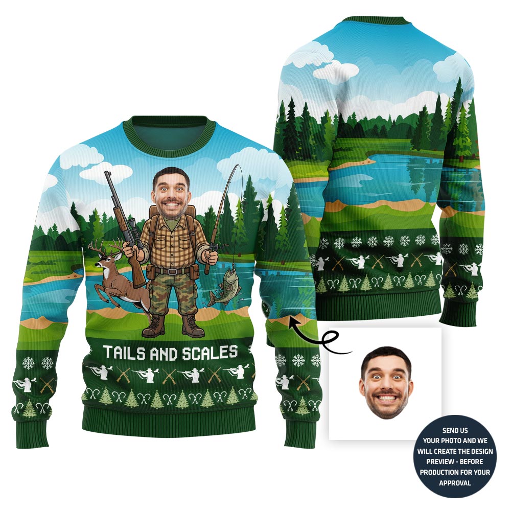 Hilarious Custom Face Hobby Ugly Christmas Sweater For Men