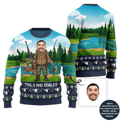 Hilarious Custom Face Hobby Ugly Christmas Sweater For Men