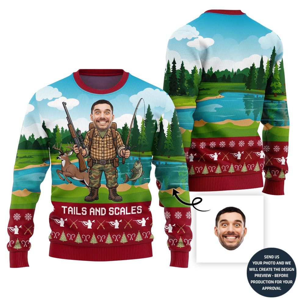 Hilarious Custom Face Hobby Ugly Christmas Sweater For Men