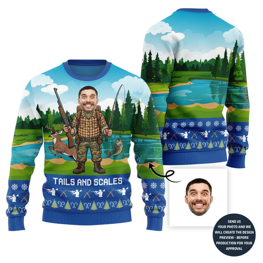 Hilarious Custom Face Hobby Ugly Christmas Sweater For Men