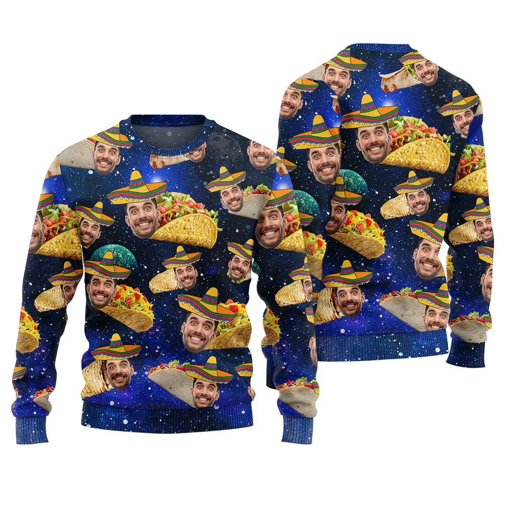Hilarious Custom Face Taco Christmas Sweater