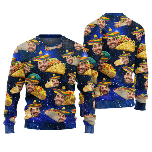 Hilarious Custom Face Taco Christmas Sweater