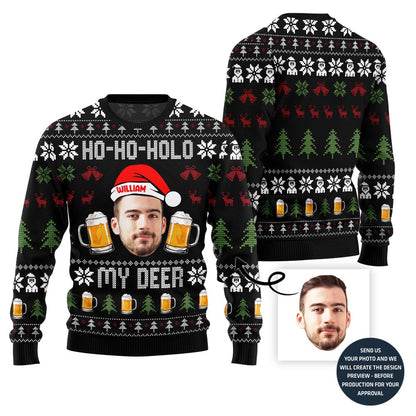 Hilarious Custom Face Ugly Christmas Sweater For Beer Lovers