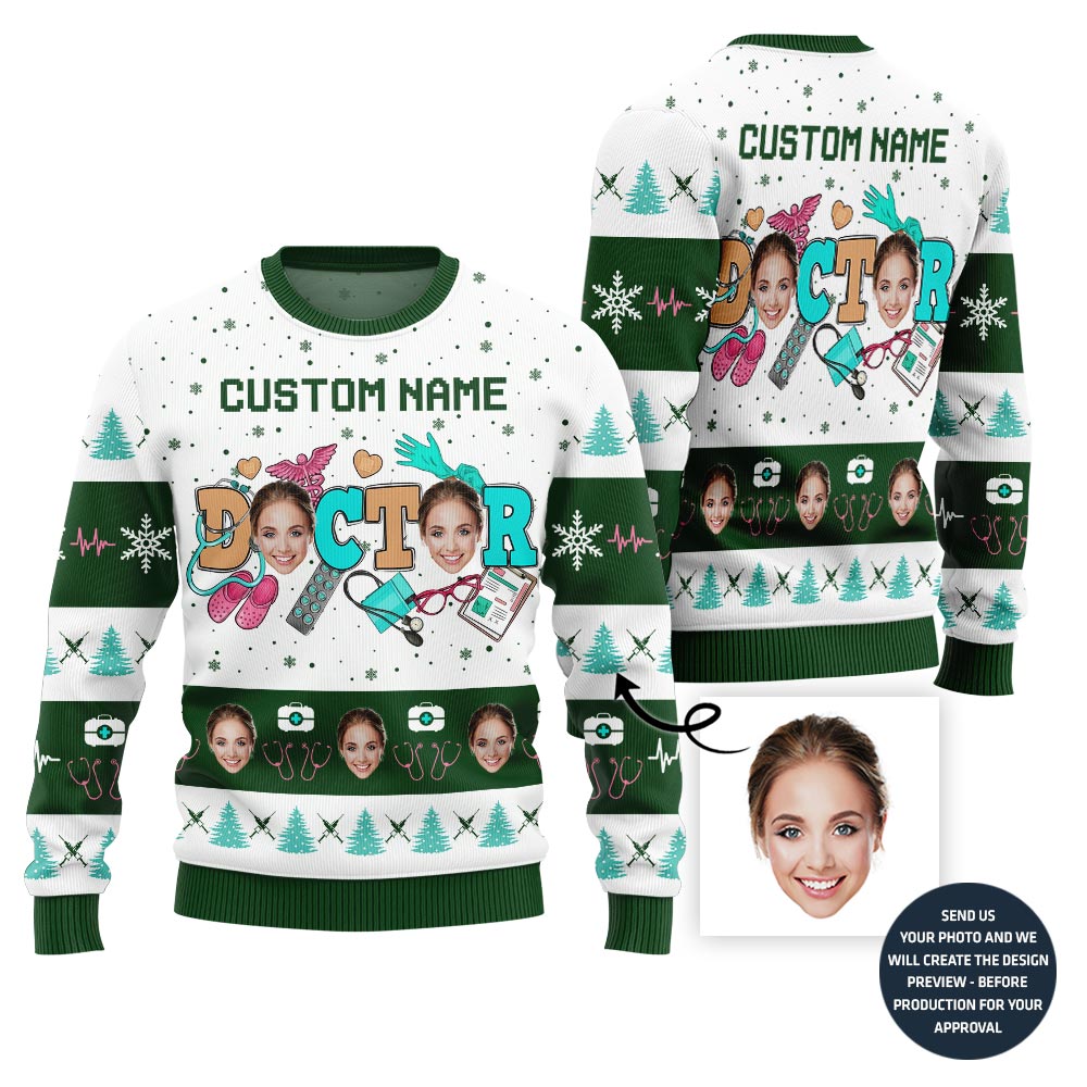 Hilarious Custom Face Ugly Xmas Sweater For Women