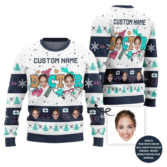 Hilarious Custom Face Ugly Xmas Sweater For Women