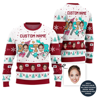 Hilarious Custom Face Ugly Xmas Sweater For Women