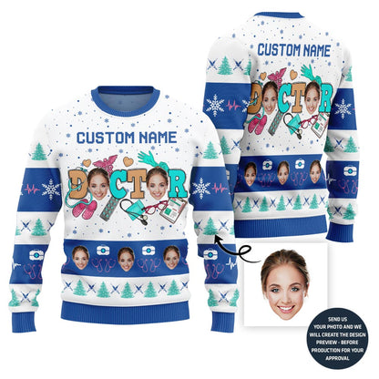 Hilarious Custom Face Ugly Xmas Sweater For Women