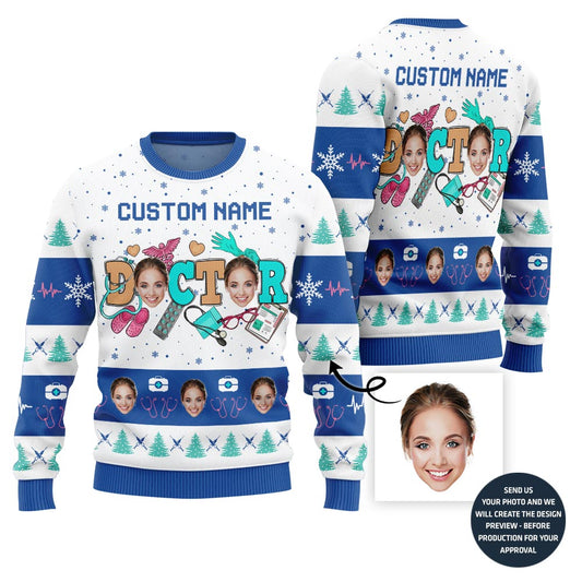 Hilarious Custom Face Ugly Xmas Sweater For Women