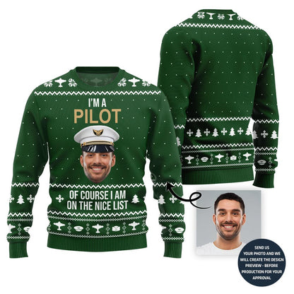 Hilarious Custom Pilot Face Ugly Christmas Sweater