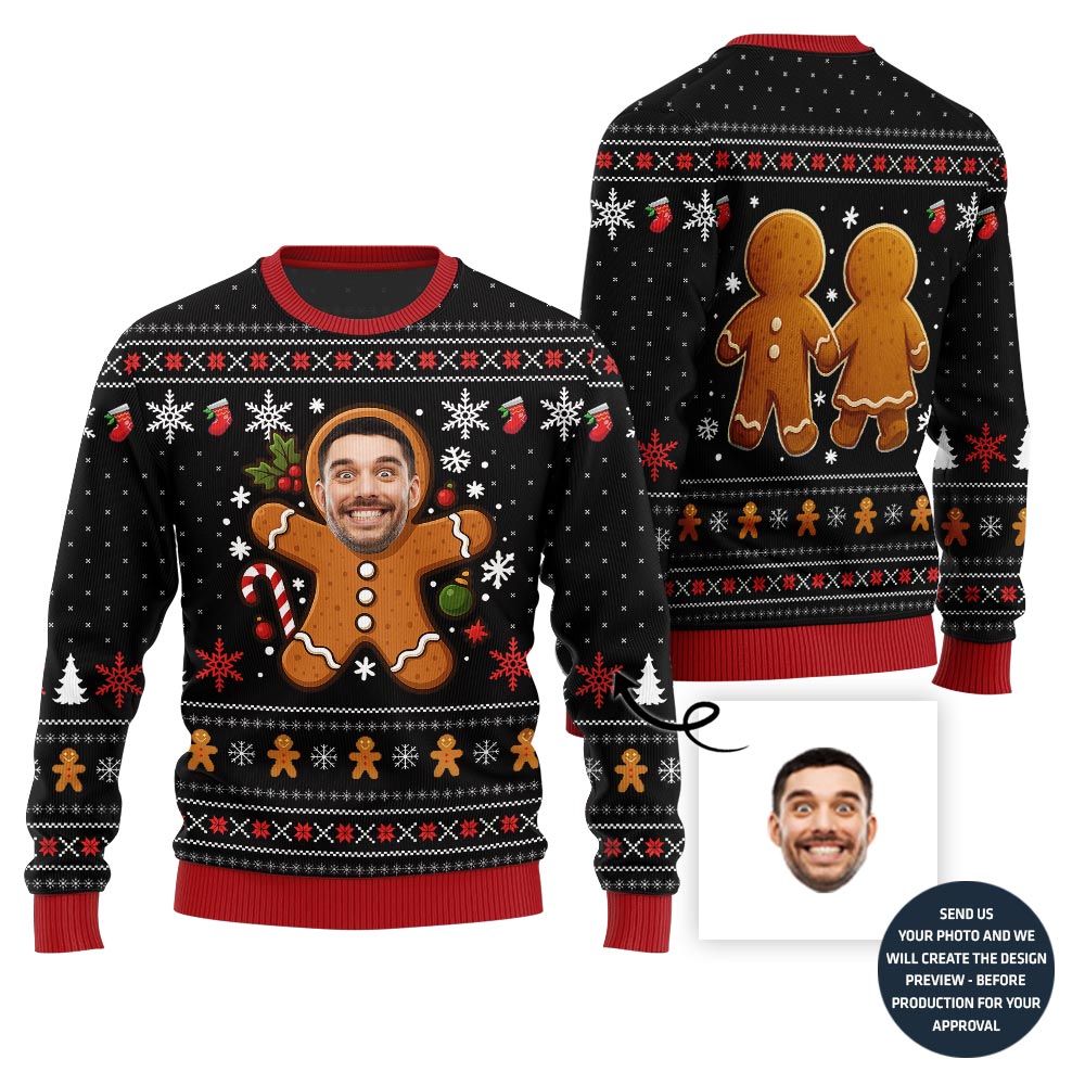Hilarious Gingerbread Face-Off Ugly Christmas Sweater
