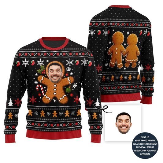 Hilarious Gingerbread Face-Off Ugly Christmas Sweater