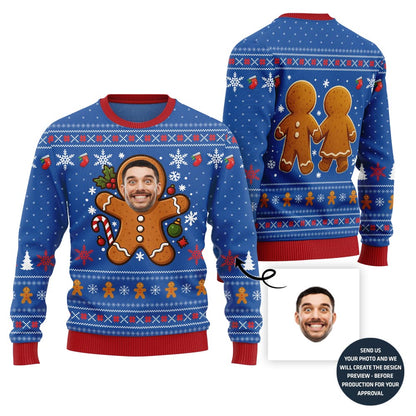 Naughty Gift Bow Custom Face Ugly Xmas Sweater