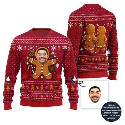 Hilarious Gingerbread Face-Off Ugly Christmas Sweater