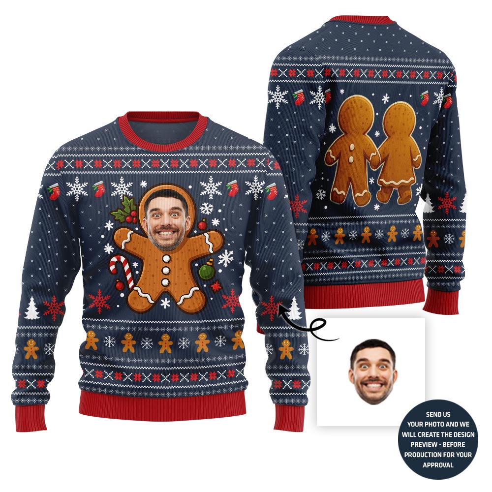 Funny Santa With Fish Custom Face Ugly Christmas Sweater