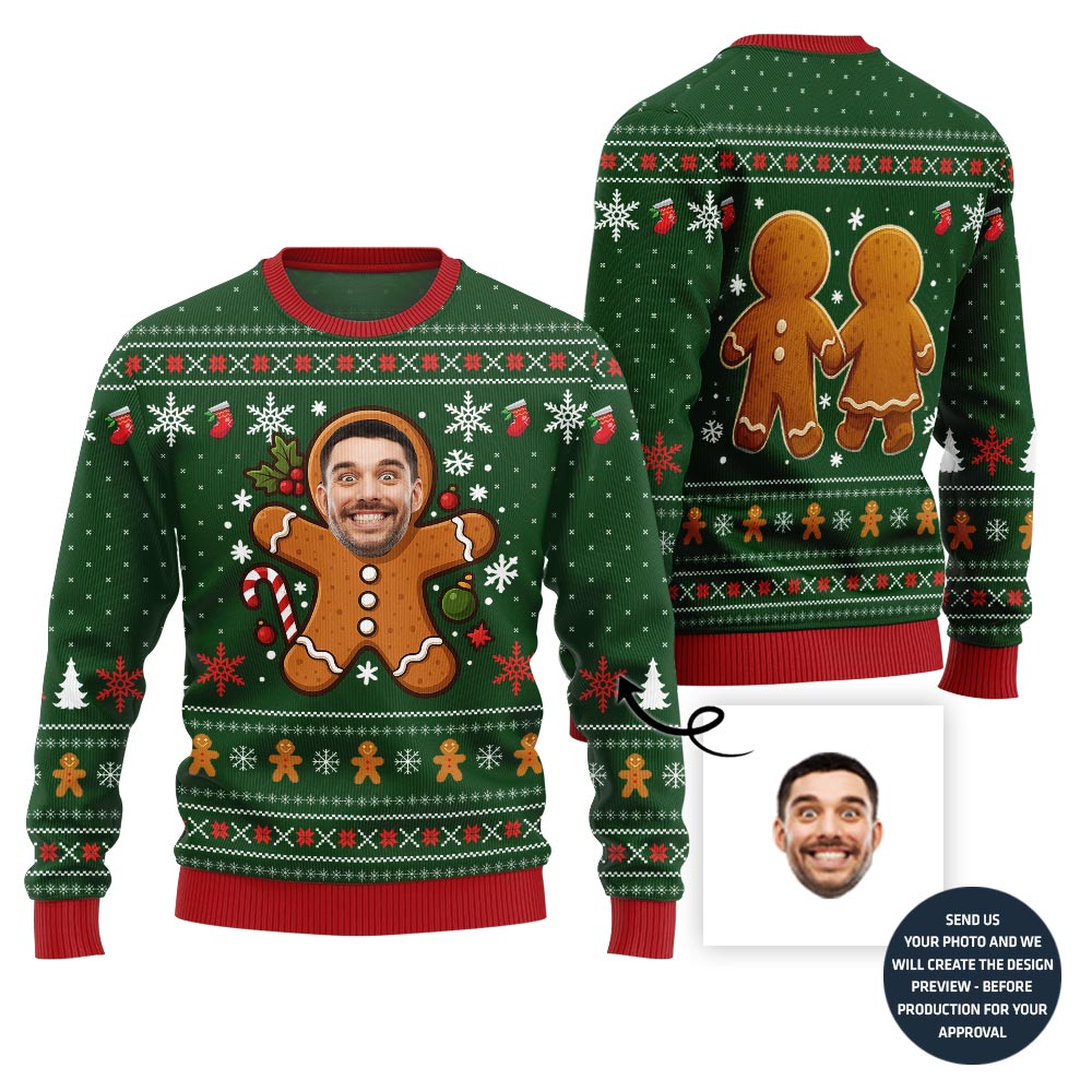 Hilarious Gingerbread Face-Off Ugly Christmas Sweater