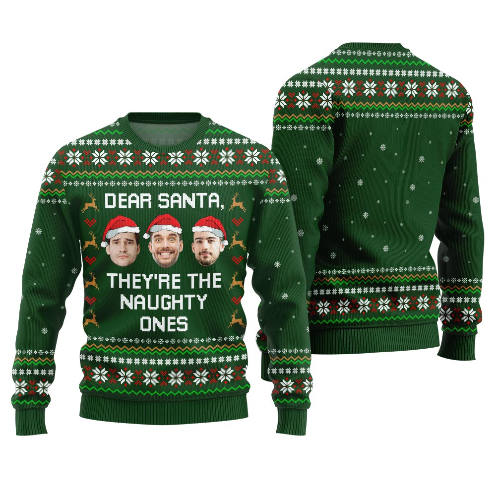Hilarious Naughty Ones Custom Face Ugly Xmas Sweater