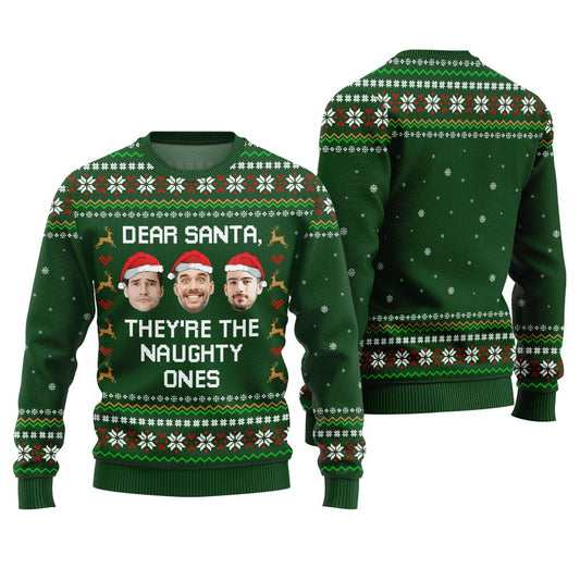 Hilarious Naughty Ones Custom Face Ugly Xmas Sweater