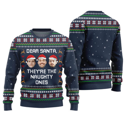 Hilarious Naughty Ones Custom Face Ugly Xmas Sweater