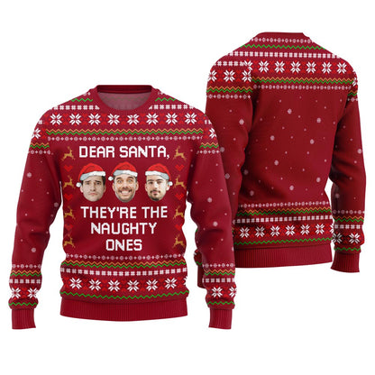 Hilarious Naughty Ones Custom Face Ugly Xmas Sweater