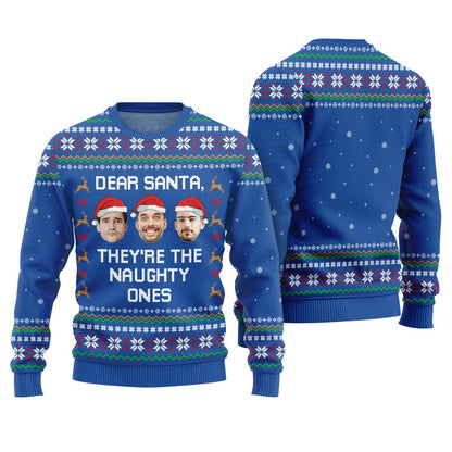 Hilarious Naughty Ones Custom Face Ugly Xmas Sweater