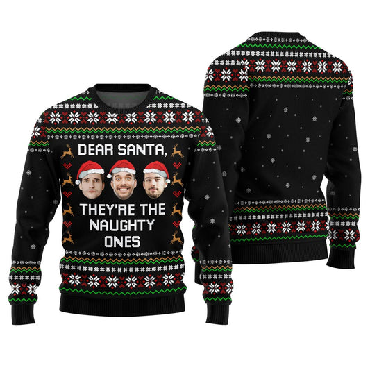 Hilarious Naughty Ones Custom Face Ugly Xmas Sweater