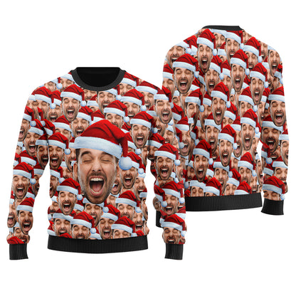 Hilarious Personalized Multiple Faces Ugly Christmas Sweater For Men