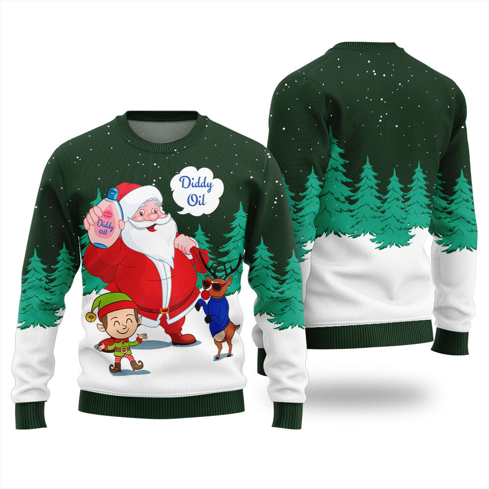 Hilarious Santa Diddy Oil Funny Christmas Sweater For Women