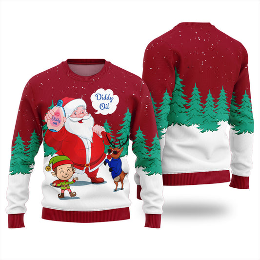 Hilarious Santa Diddy Oil Funny Christmas Sweater For Women