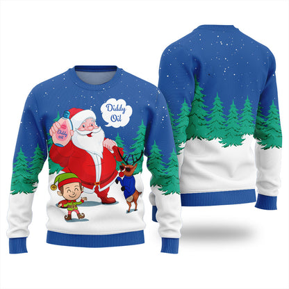 Hilarious Santa Diddy Oil Funny Christmas Sweater For Women