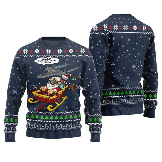 Hilarious Santa Ugly Xmas Sweater For Pilot Navy