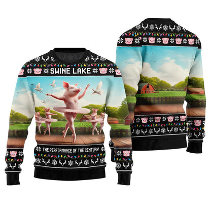 Hilarious Swine Lake Ballet Ugly Christmas Sweater