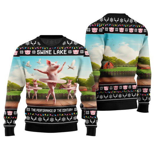 Hilarious Swine Lake Ballet Ugly Christmas Sweater