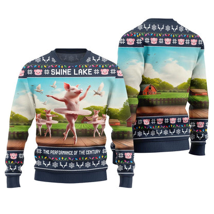 Hilarious Swine Lake Ballet Ugly Christmas Sweater
