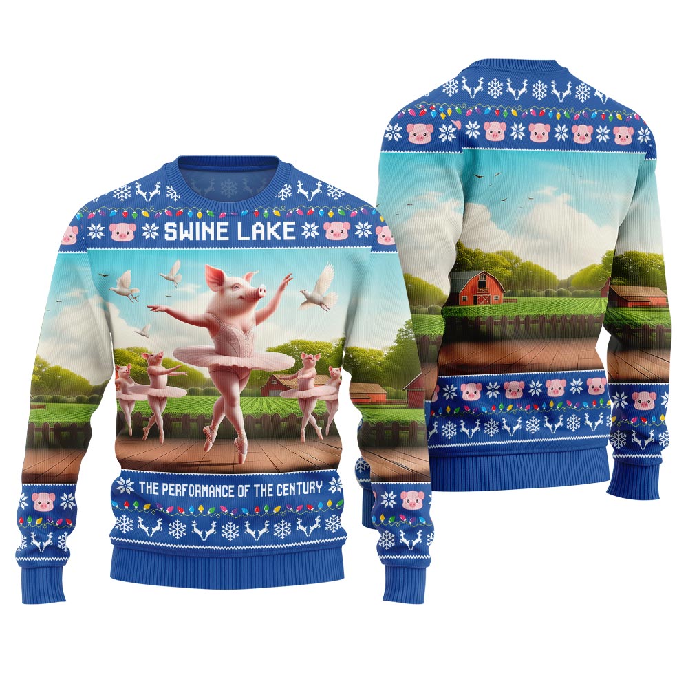 Hilarious Swine Lake Ballet Ugly Christmas Sweater
