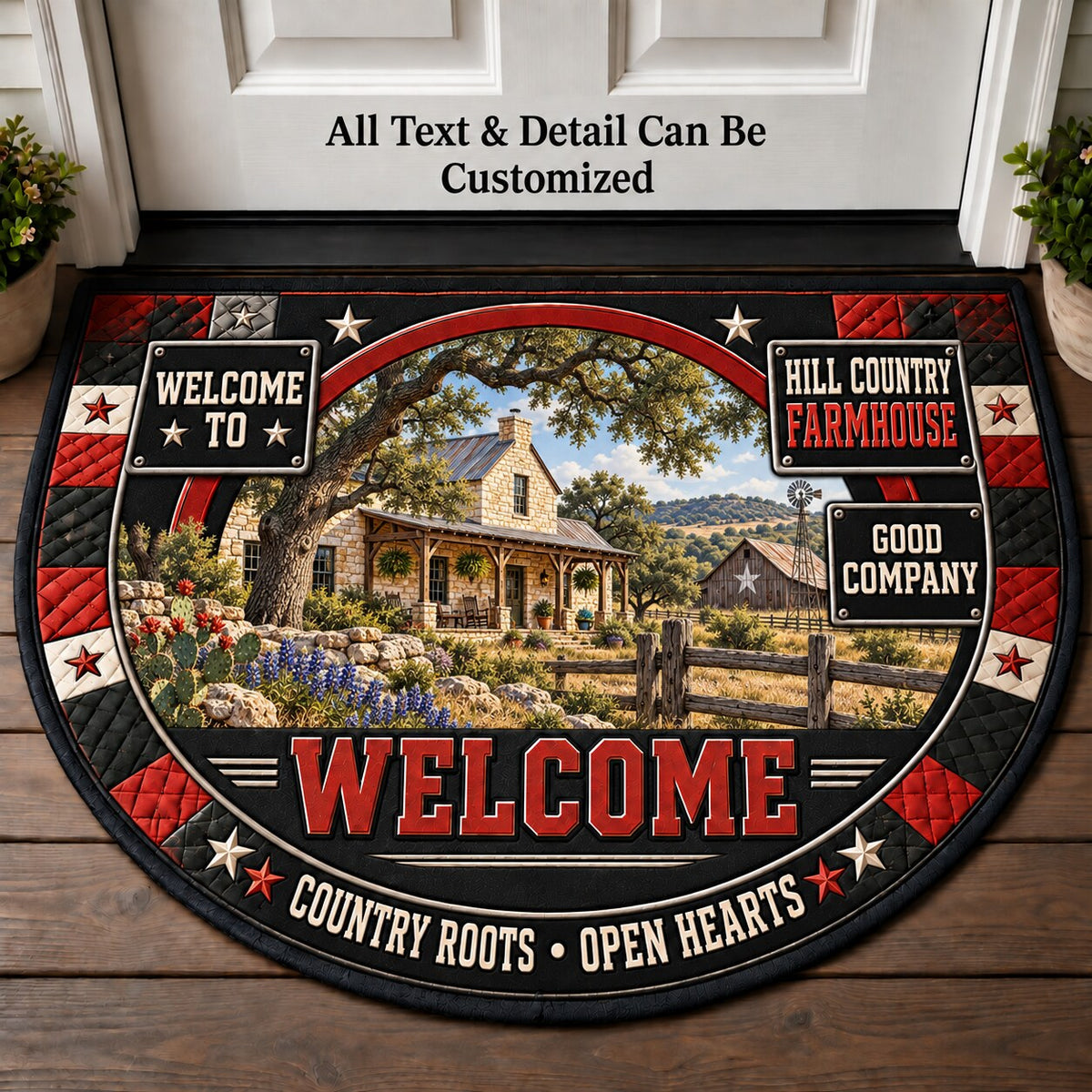 Hill Country Farmhouse Personalized Half Round Mat | 5To9Vibe