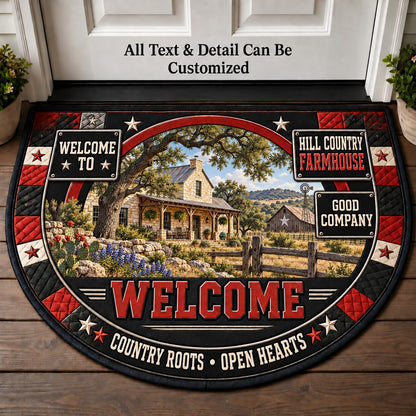 Hill Country Farmhouse Personalized Half Round Mat | 5To9Vibe