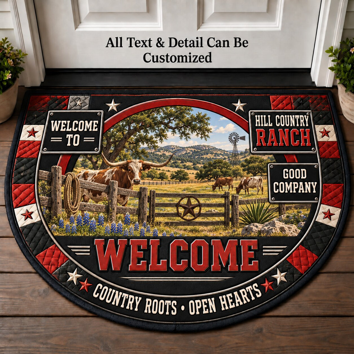 Hill Country Ranch Personalized Half Round Mat | 5To9Vibe