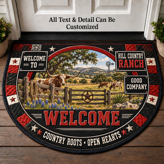 Hill Country Ranch Personalized Half Round Mat | 5To9Vibe