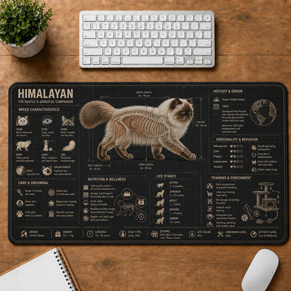 Himalayan Cat Breed Desk Mat Anatomy Guide | 5To9Vibe