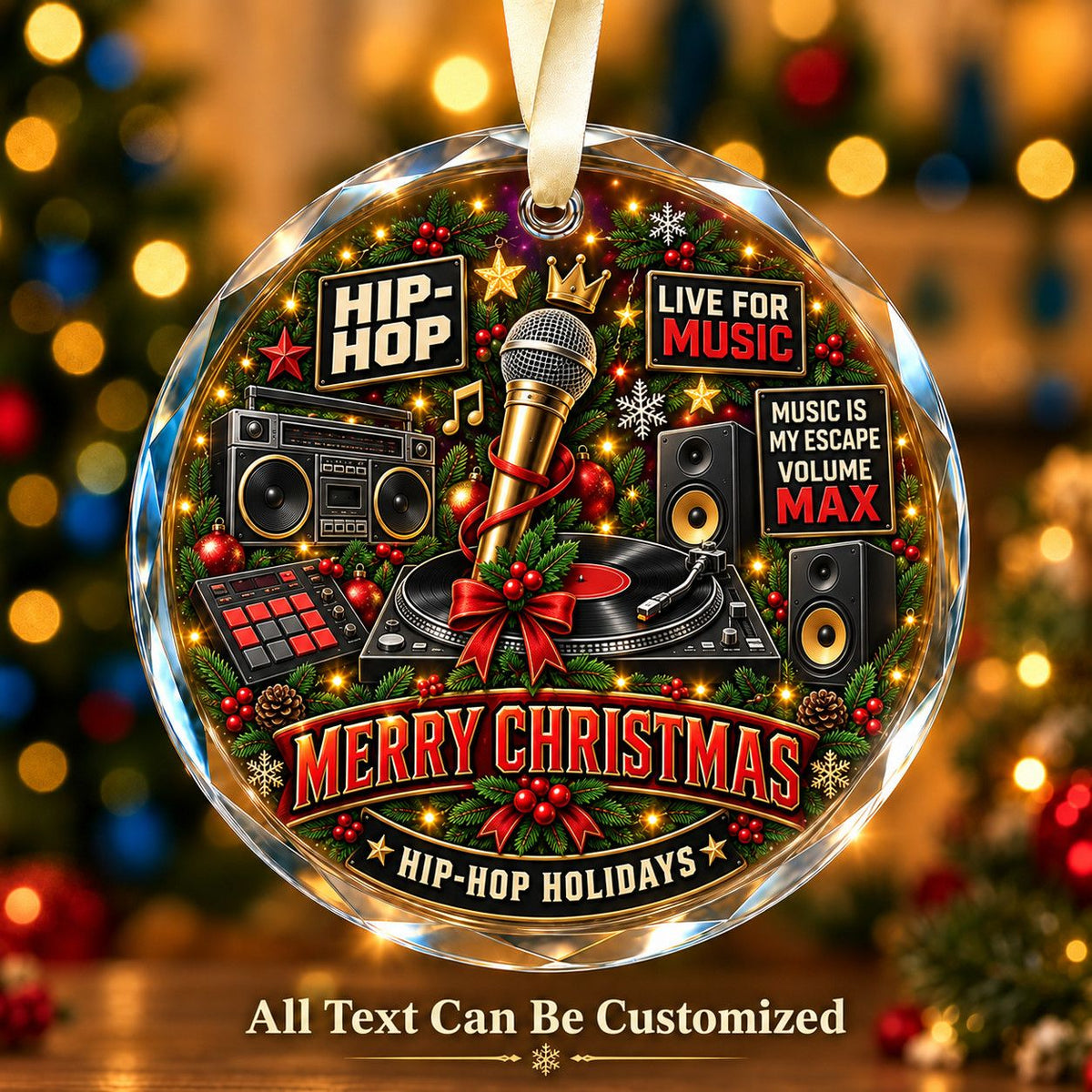 Hip-Hop Personalized Glass Ornament | 5To9Vibe