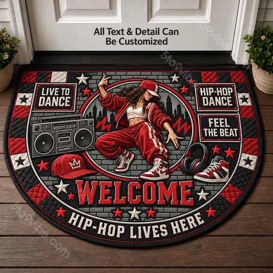 Hip Hop Dance Personalized Half Round Mat | 5To9Vibe