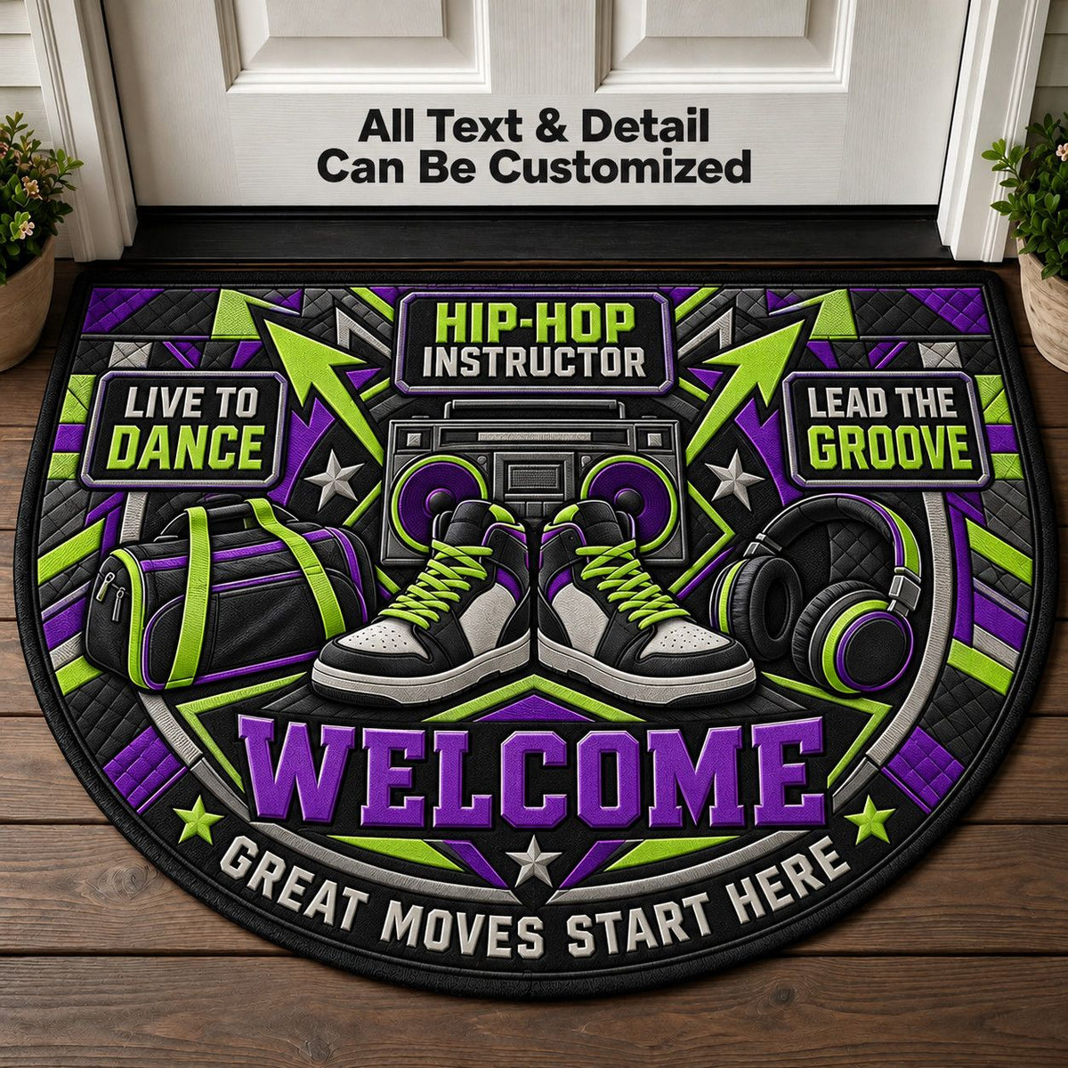 Hip Hop Instructor Personalized Half Round Mat | 5To9Vibe